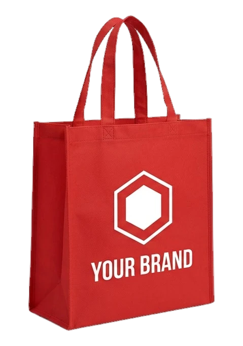 Loop handle bag with a printed emblem